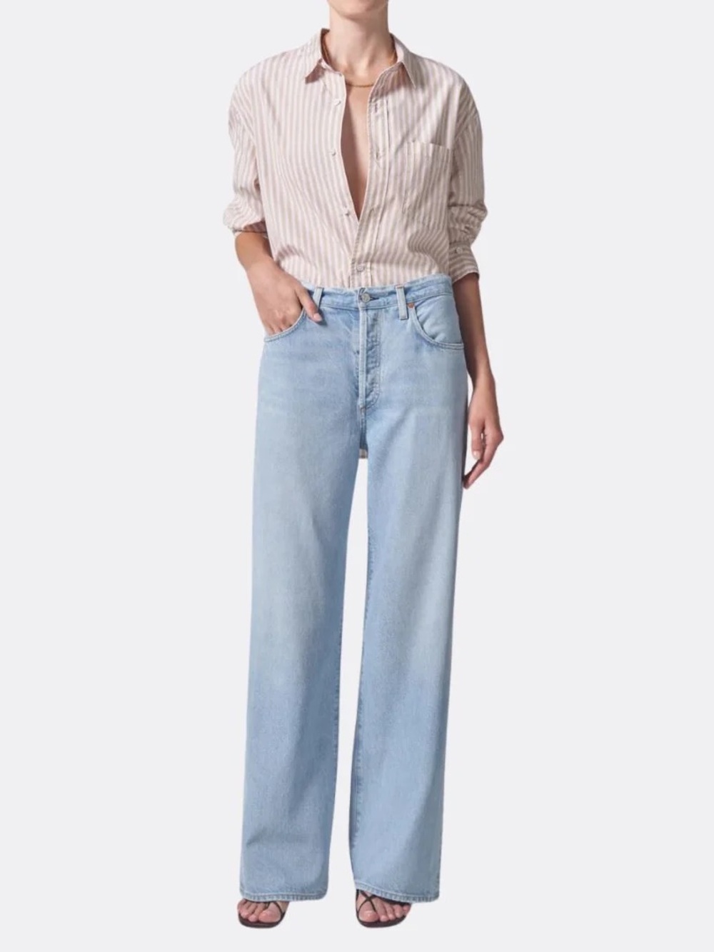 Citizens of Humanity Annina High Rise Wide Leg Jeans Alemayde light wash size 27